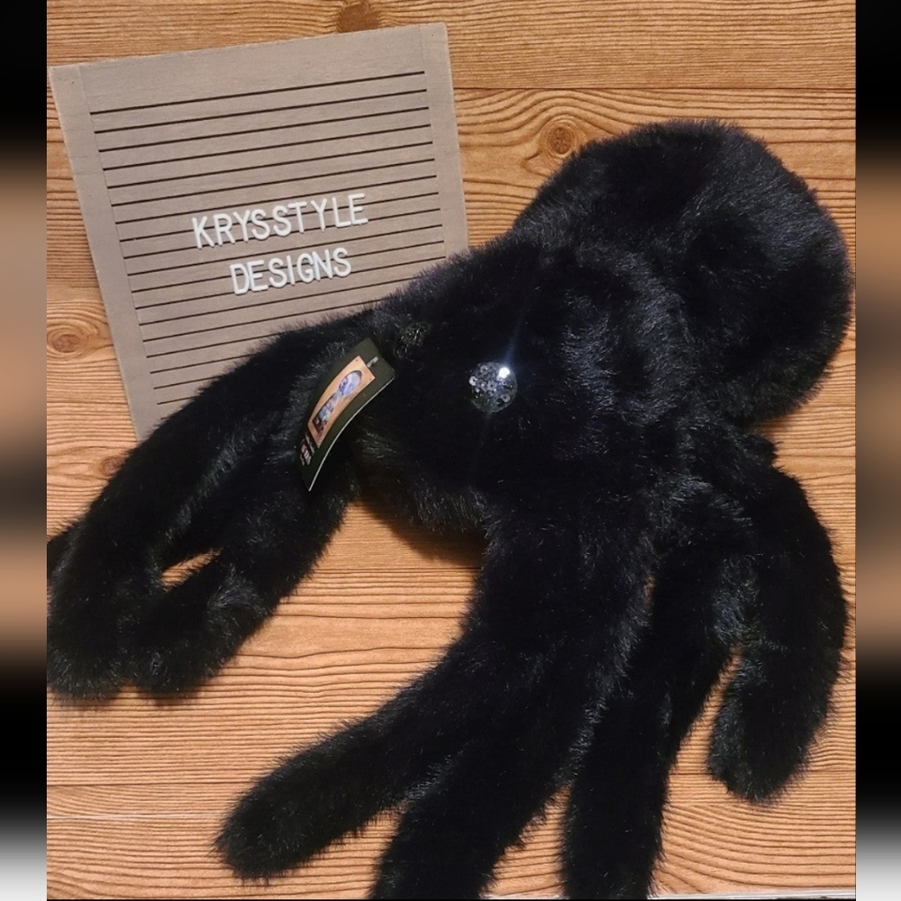 Cynthia Rowley Plush Black Spider Sequin Eye Halloween Stuffed Animal Pi… - Picture 1 of 5